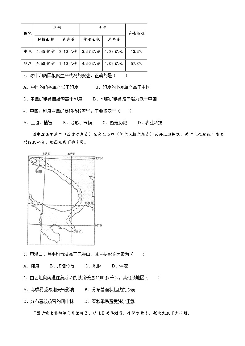 2021-2022学年福建省宁德市一中同心顺联盟高二下学期期中联考地理试题含答案02