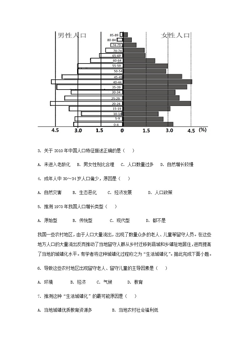2021四川省仁寿一中北校区等四校高一下学期第一次月考地理试题含答案02