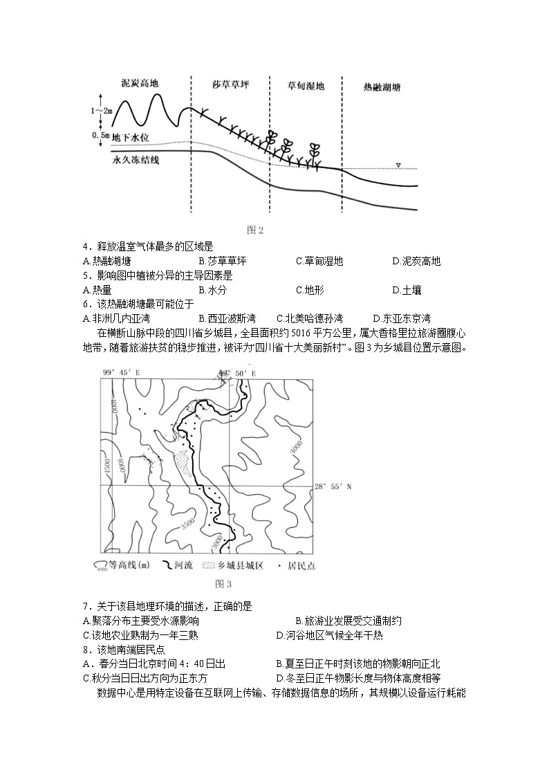 2022届黑龙江省哈尔滨市第三中学校高考第五次模拟考试文综地理试题02