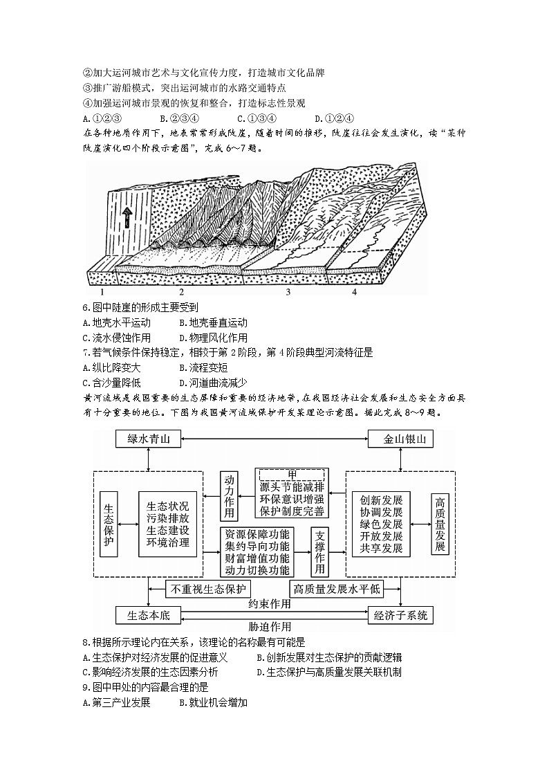 2022重庆市一中校高三考前适应性考试地理含答案第2页