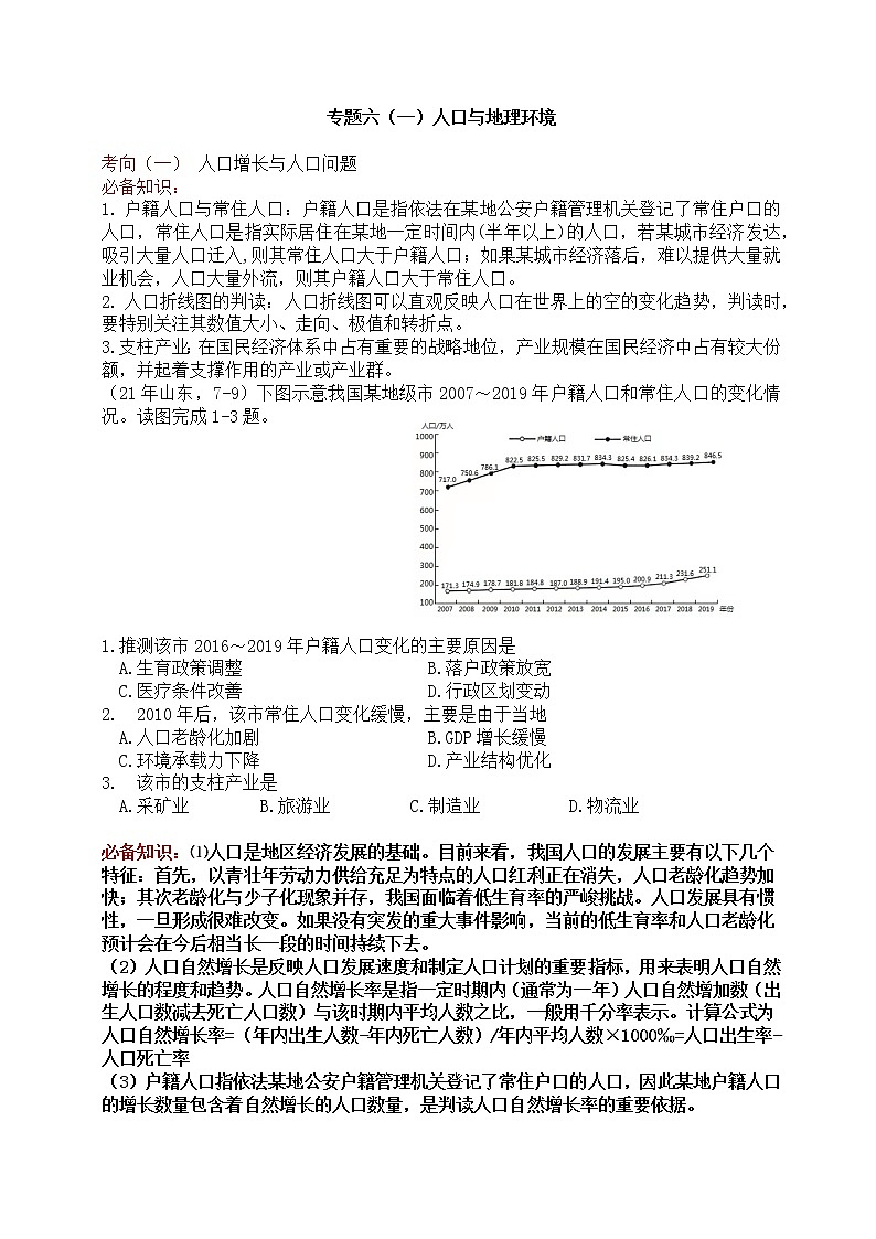 高考试题分析专题6 人口与地理环境第1页