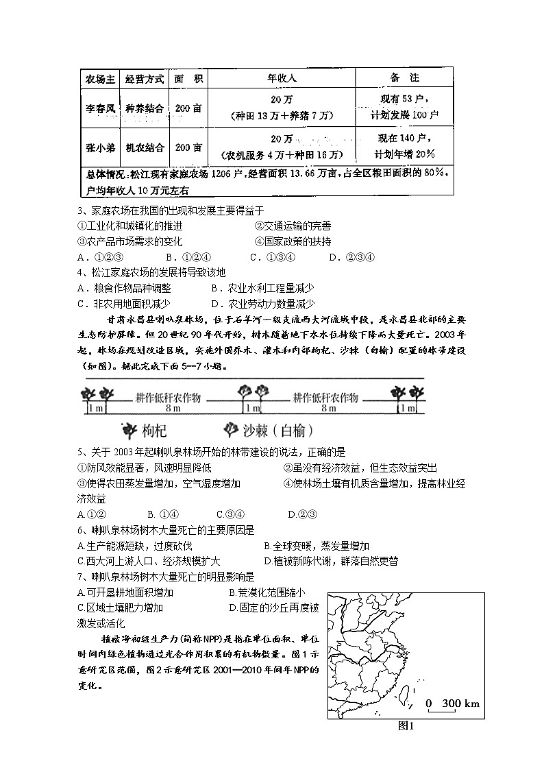 2021甘肃省嘉陵关市一中高三下学期七模考试文综地理试题含答案02