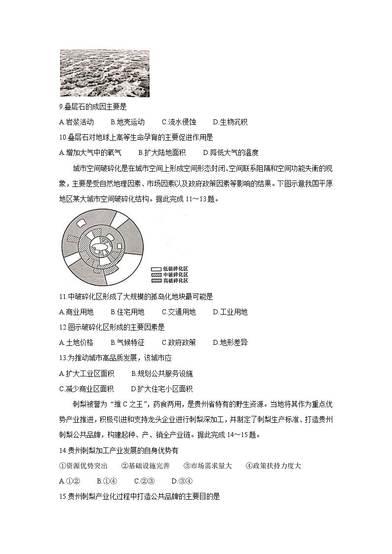 2022河南省九师联盟高三上学期6月摸底考巩固卷地理含答案第3页