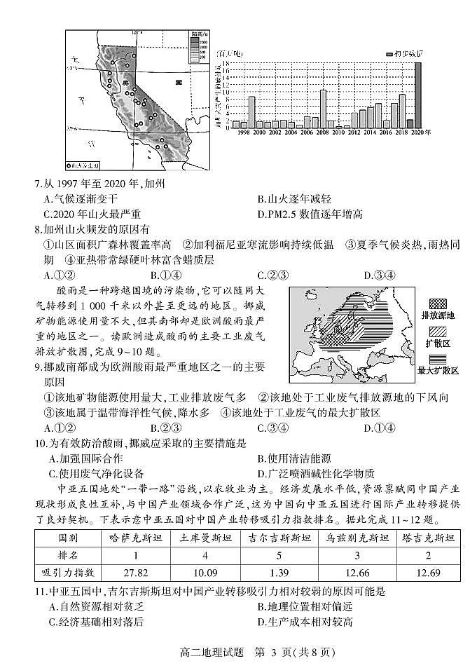 2021临沂兰山区、兰陵县高二下学期期中考试地理试题PDF版含答案第3页
