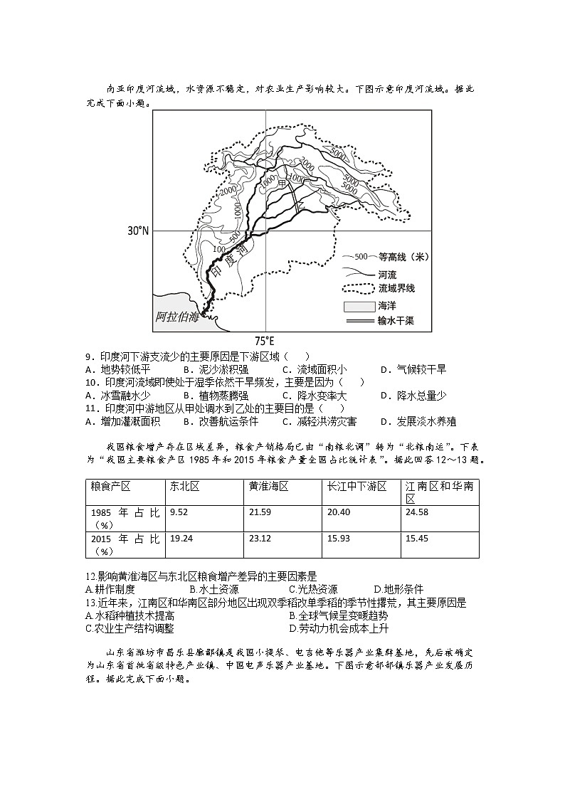 2021苏州实验中学教育集团高二下学期期中测试地理试题含答案03