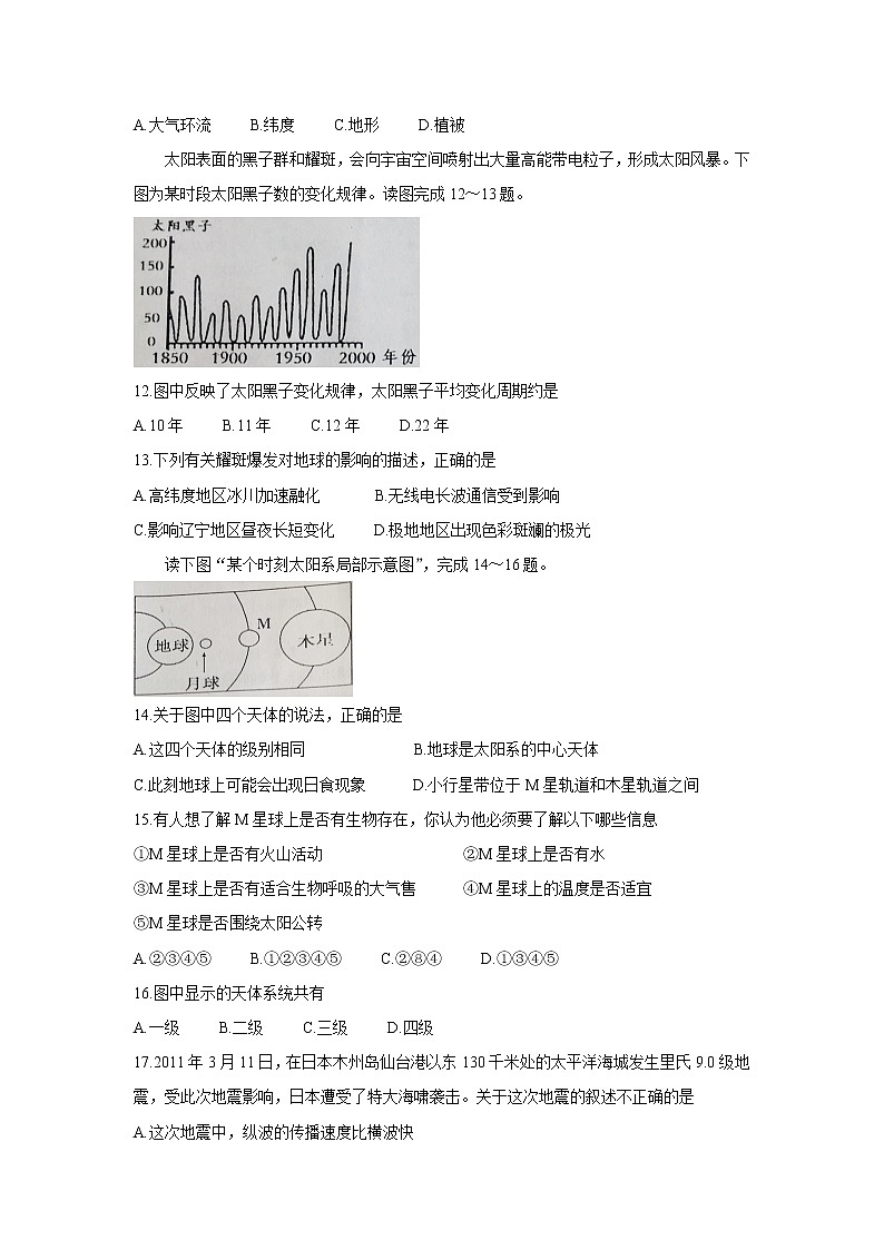 2022辽宁省辽东南协作体高一上学期第一次月考地理含答案第3页
