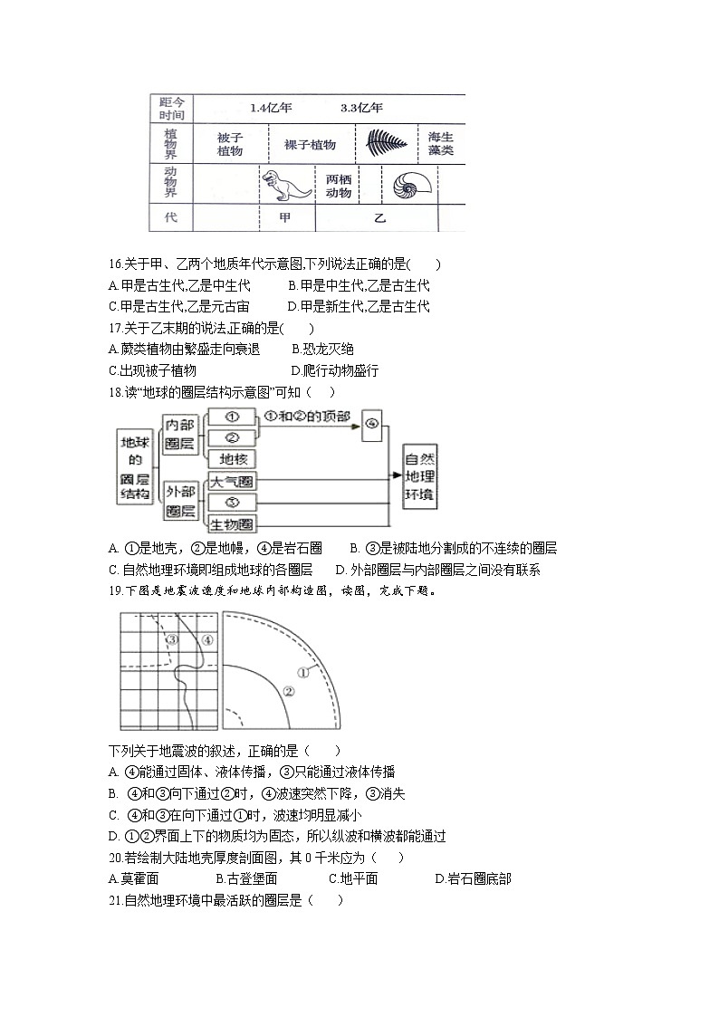 2022靖远县二中高一上学期第一次月考地理试题含答案第3页