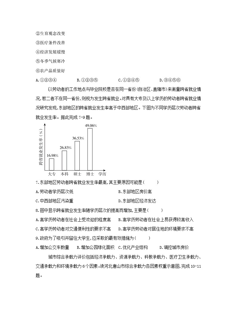 2021省绥化明水县一中高一下学期期末考试地理试卷含答案02
