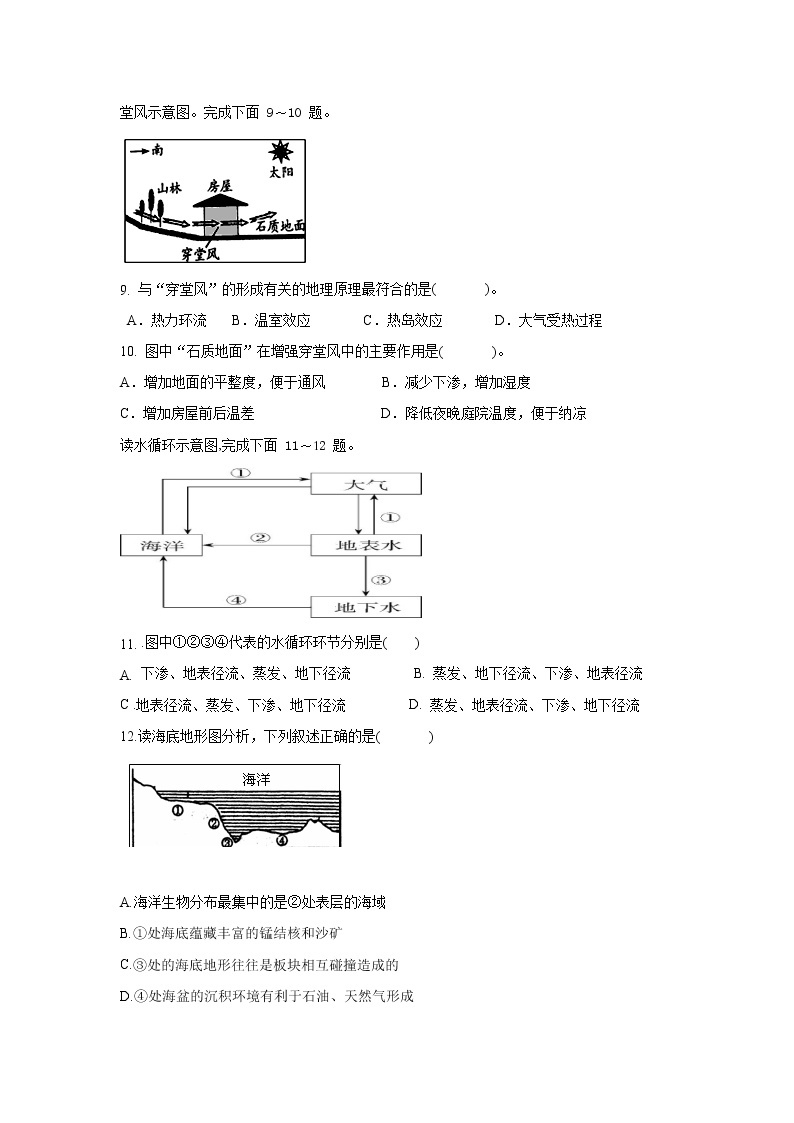 2022年黑龙江省普通高中学业水平合格性考试高一地理仿真模拟试题(五）03