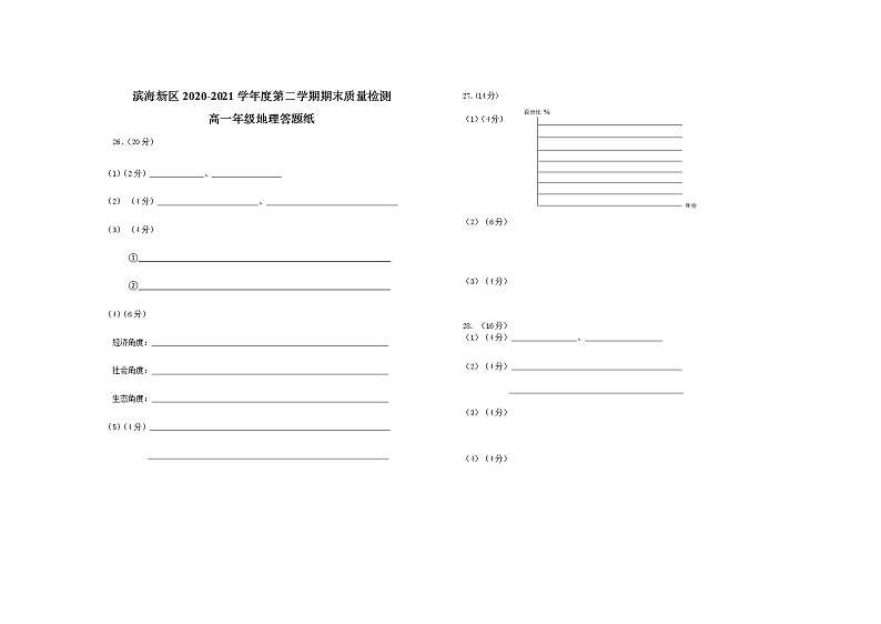 2021天津滨海新区高一下学期期末考试地理试题含答案01