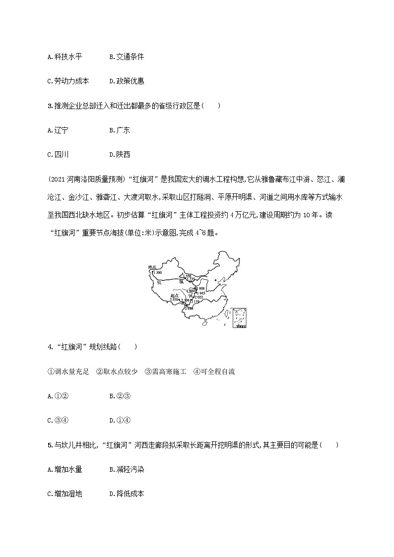 全国通用高考地理二轮复习专题突破练九地域联系和区域经济联系含解析02