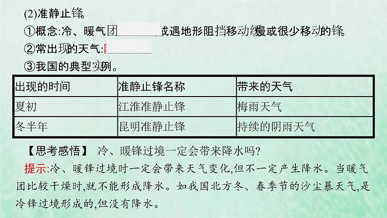 新人教版高中地理选择性必修1第三章大气的运动第一节常见天气系统课件第8页