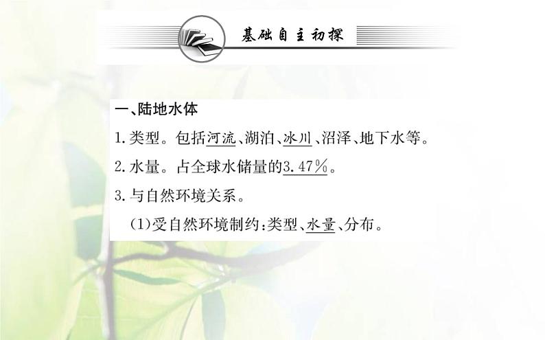 新人教版高中地理选择性必修1第四章水的运动第一节陆地水体及其相互关系课件03