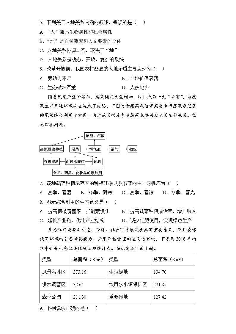 【地理】2021-2022学年下学期高一暑假巩固练习8 人地关系和可持续发展 学生版03