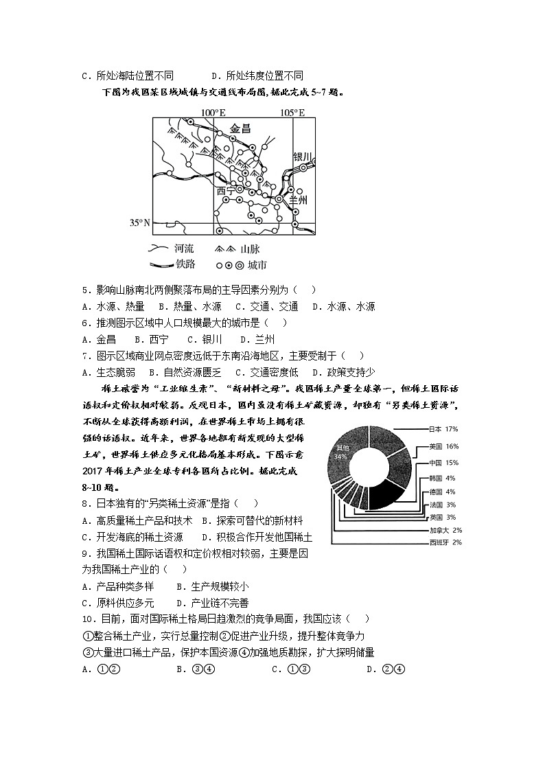 2021-2022学年江苏省十一校（天一中学等校）高二下学期阶段6月联测地理试题含答案第2页