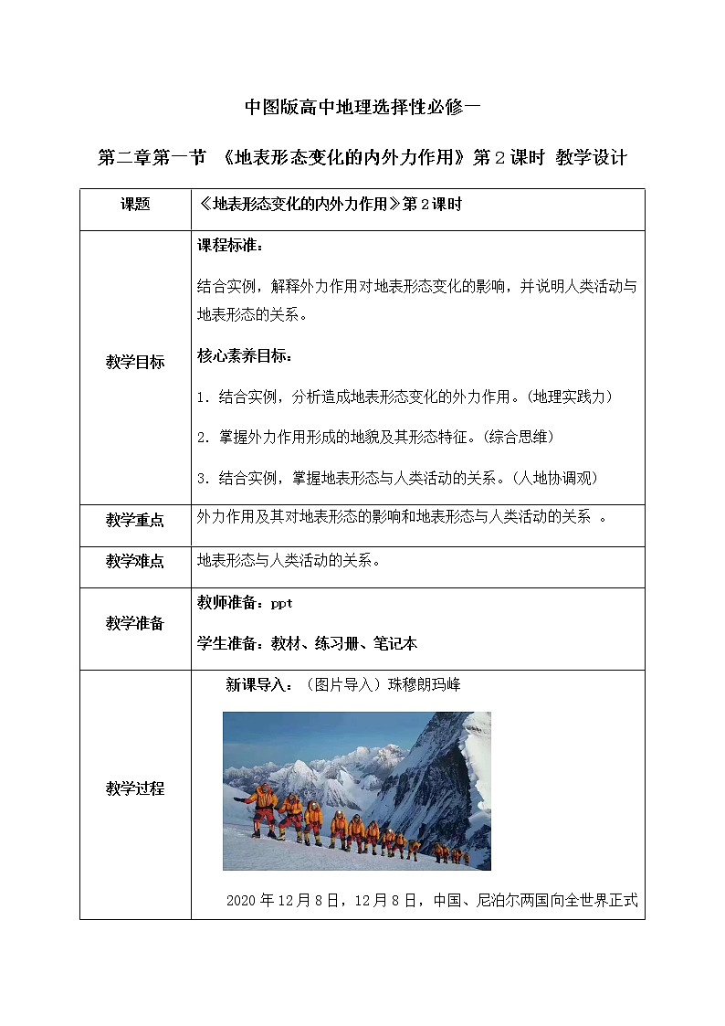 2.1《地表形态变化的内外力作用》第2课时   课件+教案01