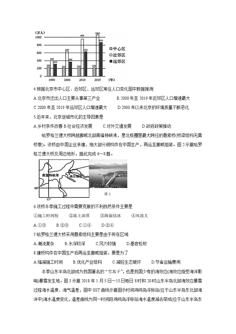 2021阳泉高三下学期第三次教学质量检测（三模）地理含答案02