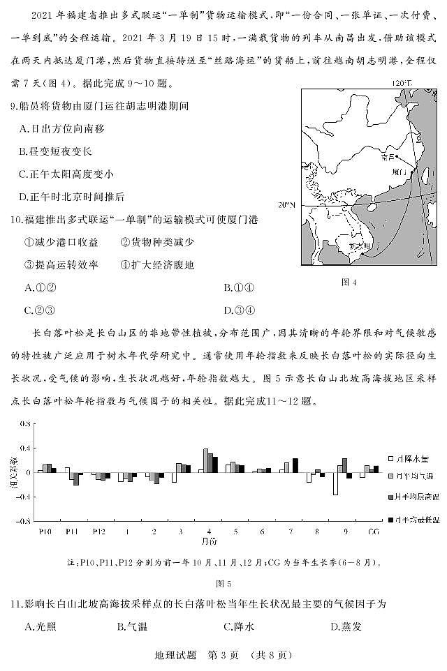 2021届山东省济南市5月高考模拟针对训练（三模）地理试题（PDF版）第3页
