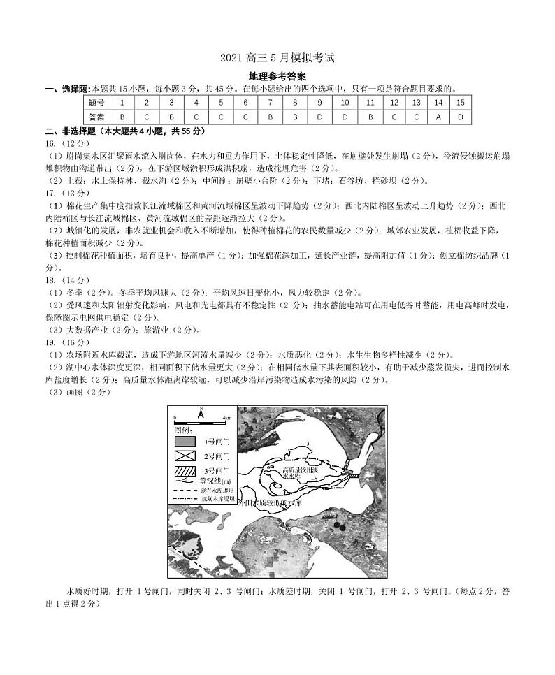 1_2021年5月高三地理模拟考试参考答案第1页