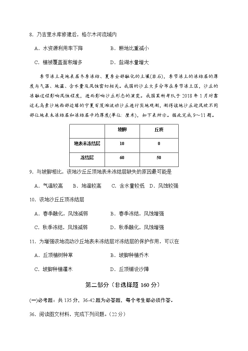 2021西安中学高三下学期5月第一次仿真考试地理试题含答案第3页