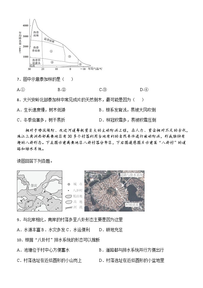 2021河南省实验中学高三下学期5月第四次模拟考试文科综合地理试题含答案第3页