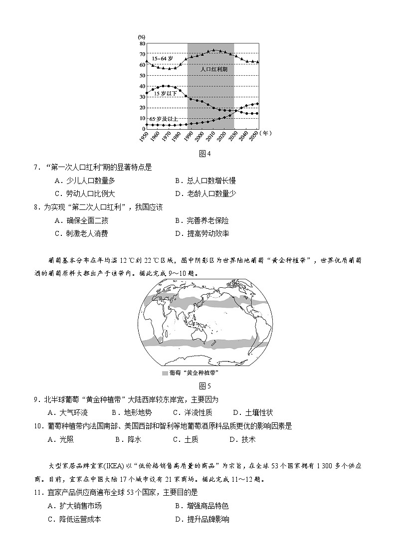 金山中学2021届高三校模考试（地理）试题第3页