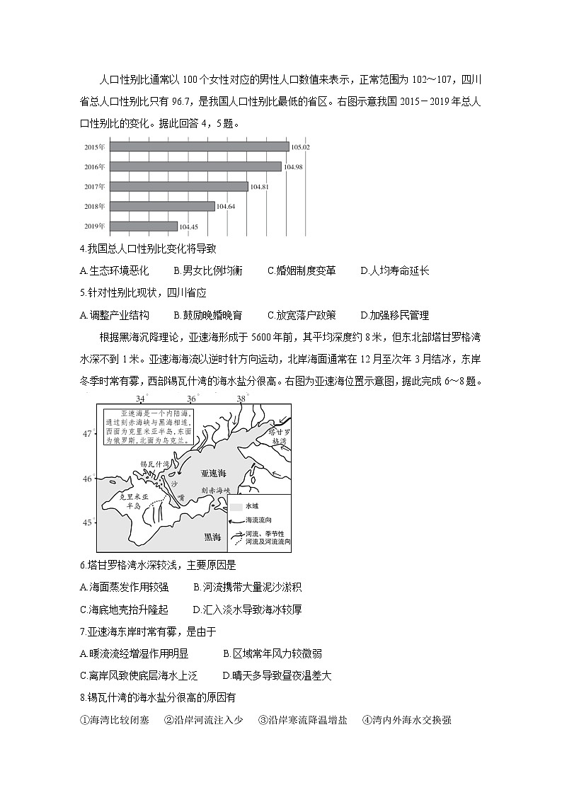 2021“超级全能生”高三全国卷地区3月联考试题（甲卷）地理含解析02