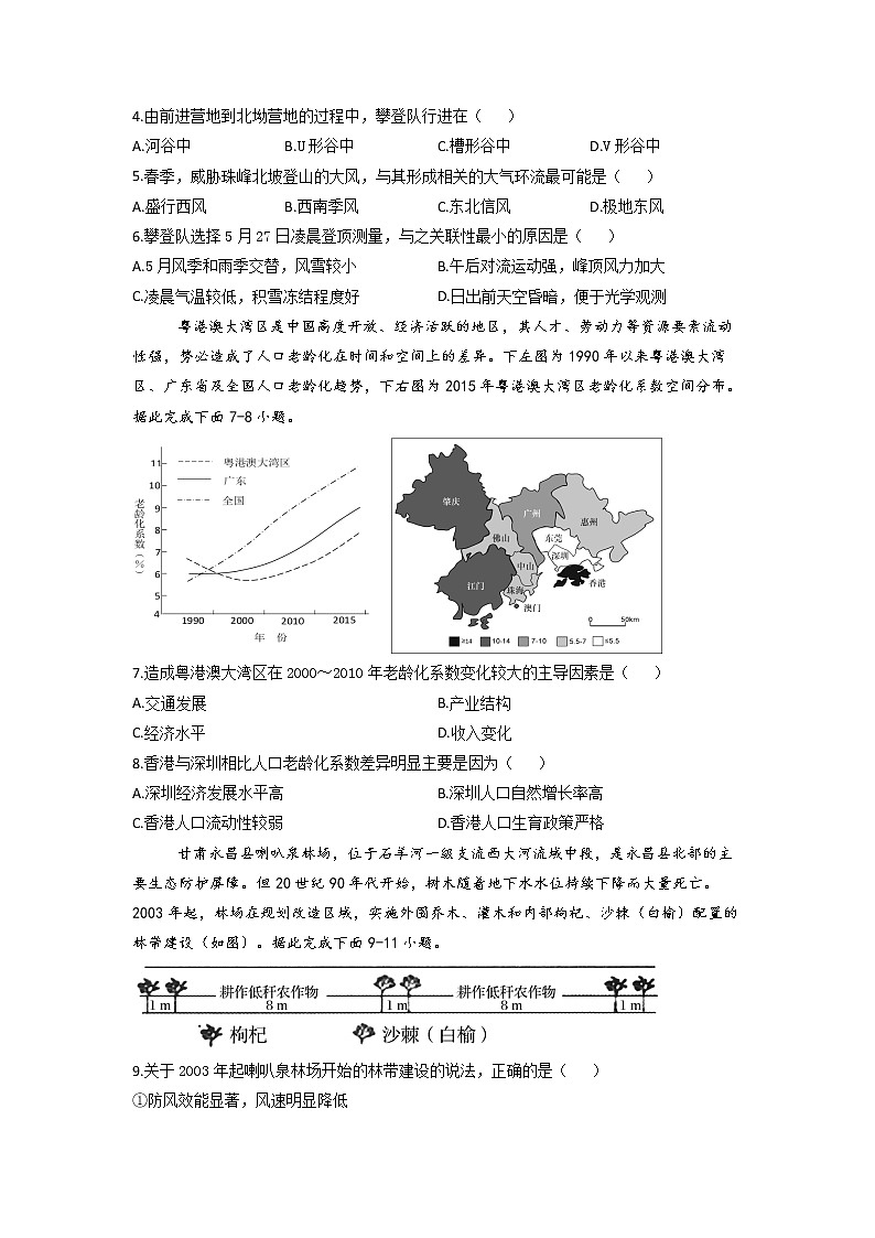 2021滁州定远县民族中学高三5月模拟检测文综地理试题含答案第2页