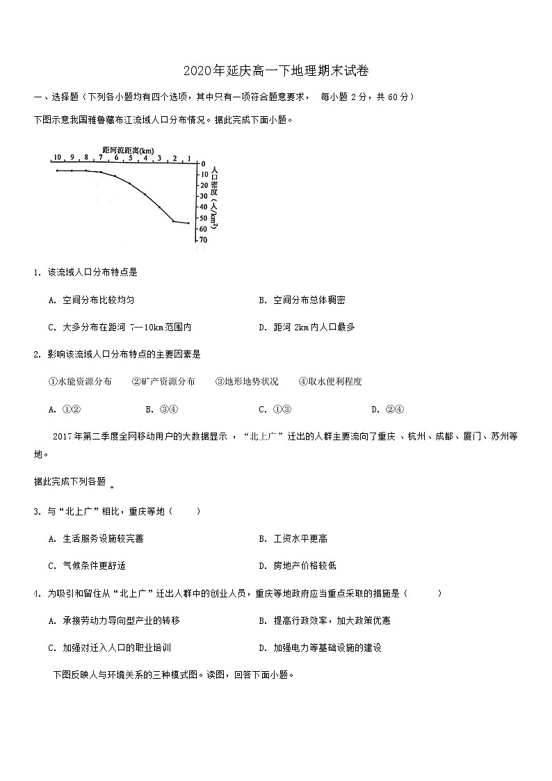 2021北京顺义区高三下学期第二次统练地理试题缺答案第1页
