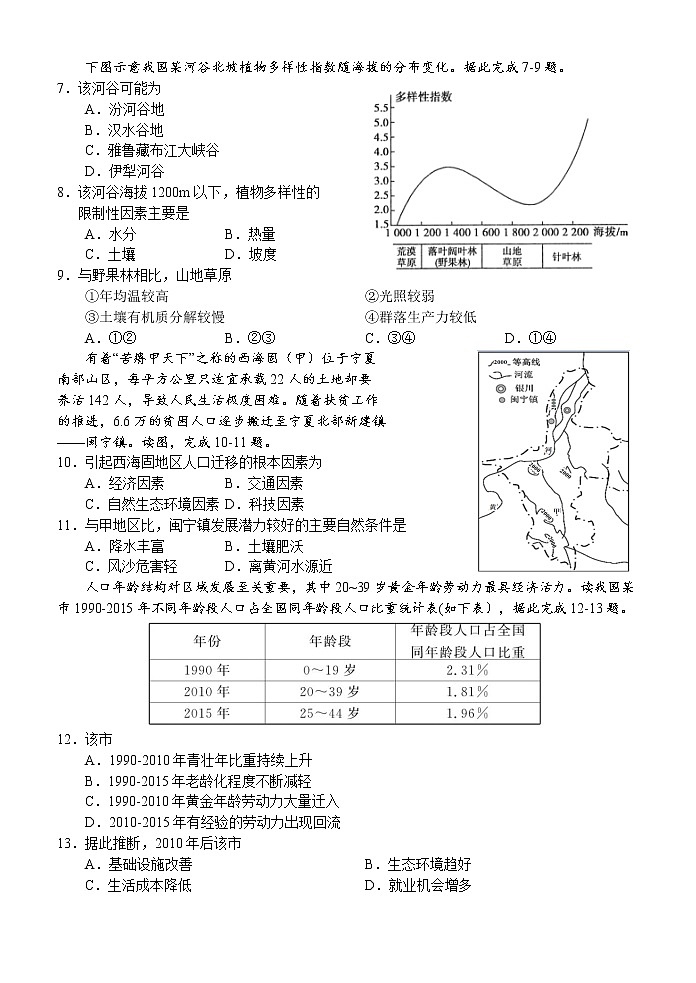 2021南宁三中、北海中学高一下学期6月联考地理（文）试题含答案第2页