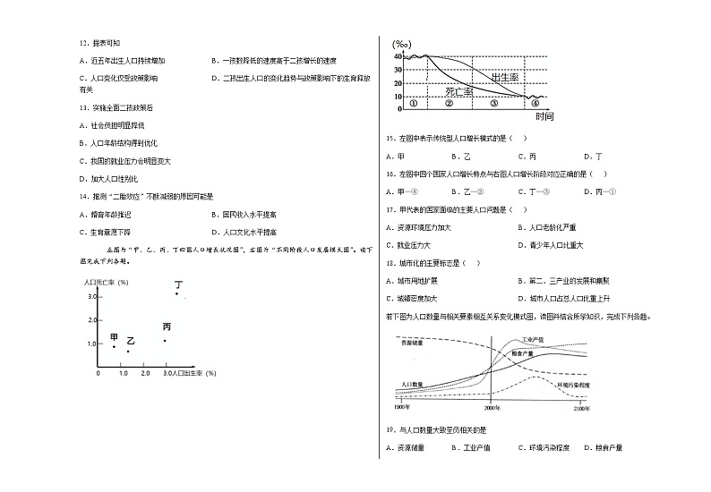 2021菏泽郓城县一中高一下学期第一次月考地理试题含答案03