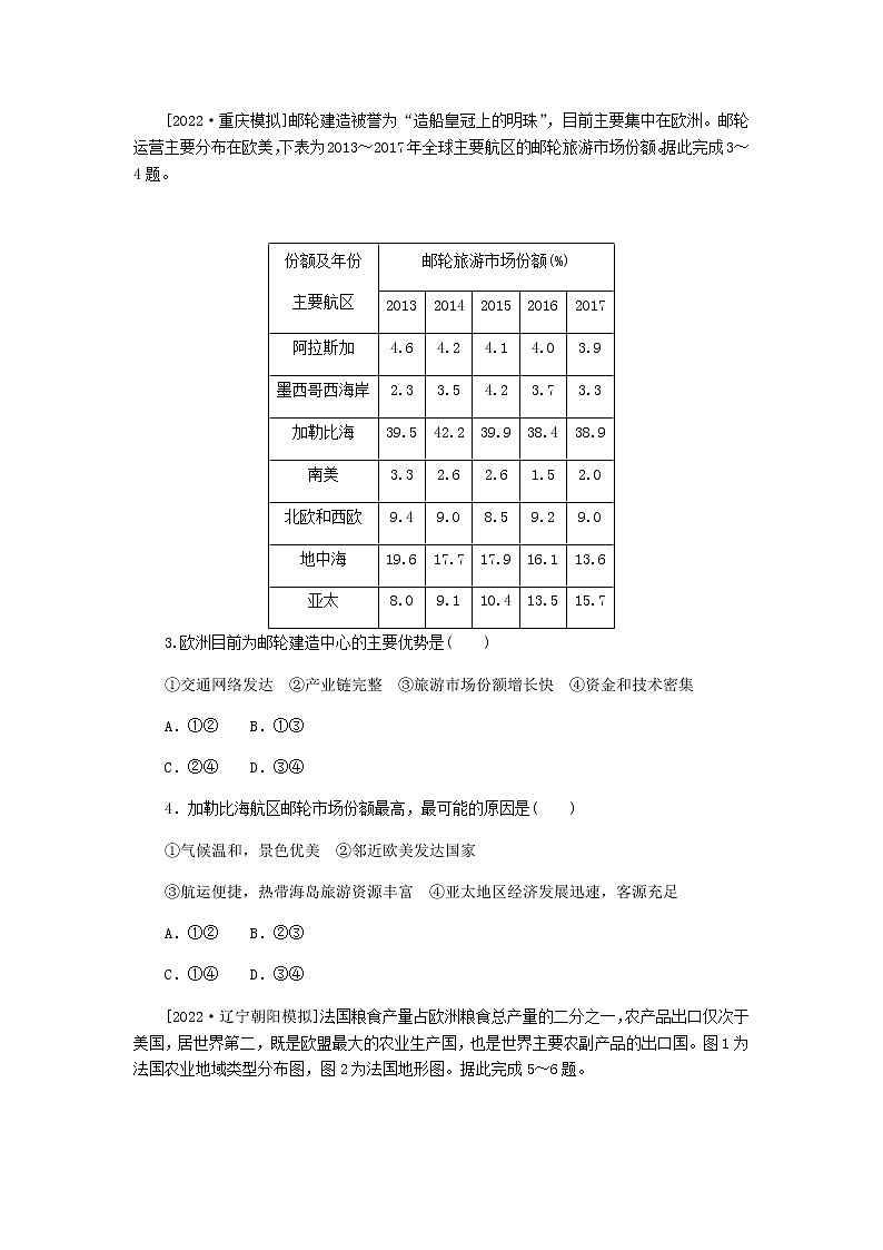 统考版高三地理二轮复习限时规范练44世界重要地区和主要国家含答案02