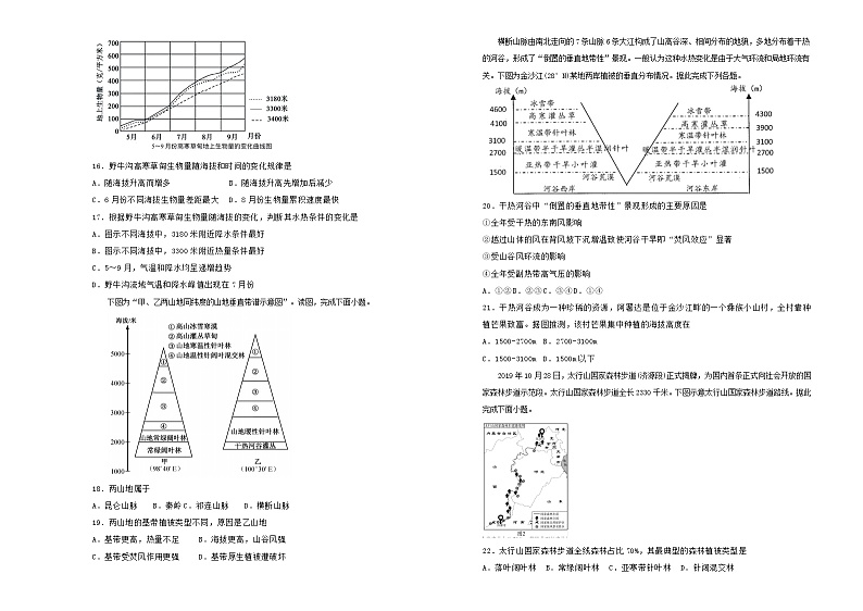 高考地理一轮单元训练第六单元自然环境整体性与差异性（A卷）含答案第3页