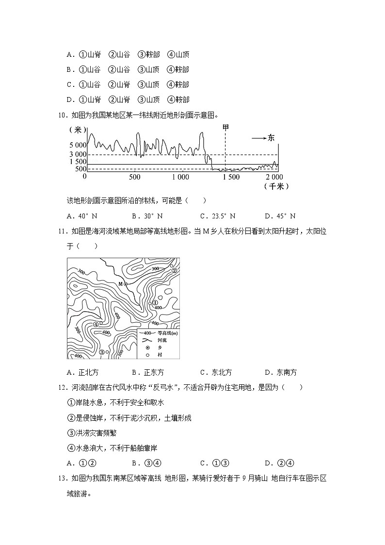 2022年新人教版（2019）地理一—常见的地貌类型练习题第3页