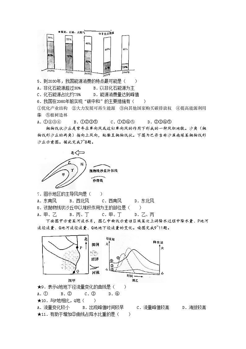 2022湖南省长郡中学高二下学期期末地理含答案 试卷02