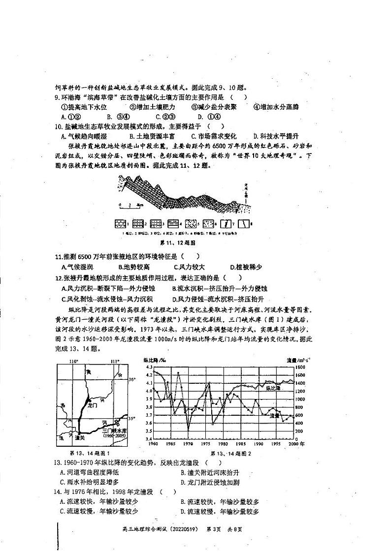 2022届浙江省镇海中学高三下学期5月高考模拟考试地理PDF版含答案03