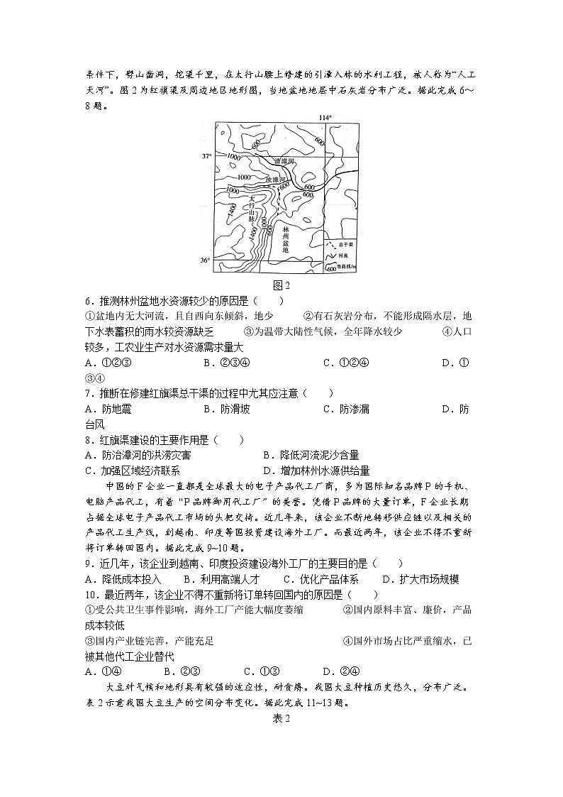 2022衡阳部分校高二下学期期末地理试卷含答案02