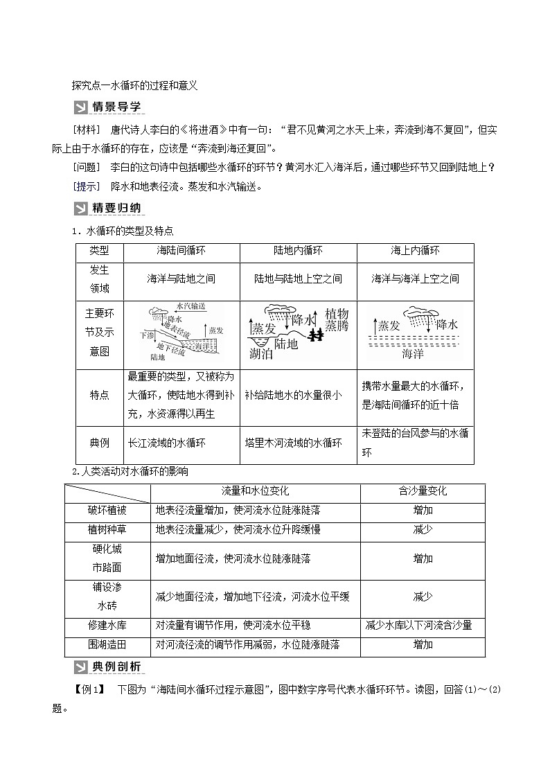 人教版高中地理必修第一册第3章地球上的水3-1水循环教案02