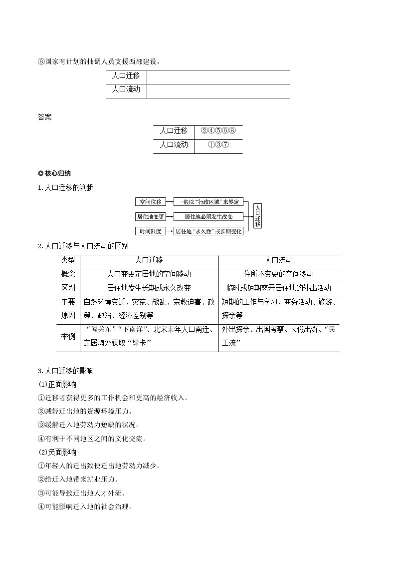 人教版高中地理必修第二册第1章人口第2节人口迁移学案第3页