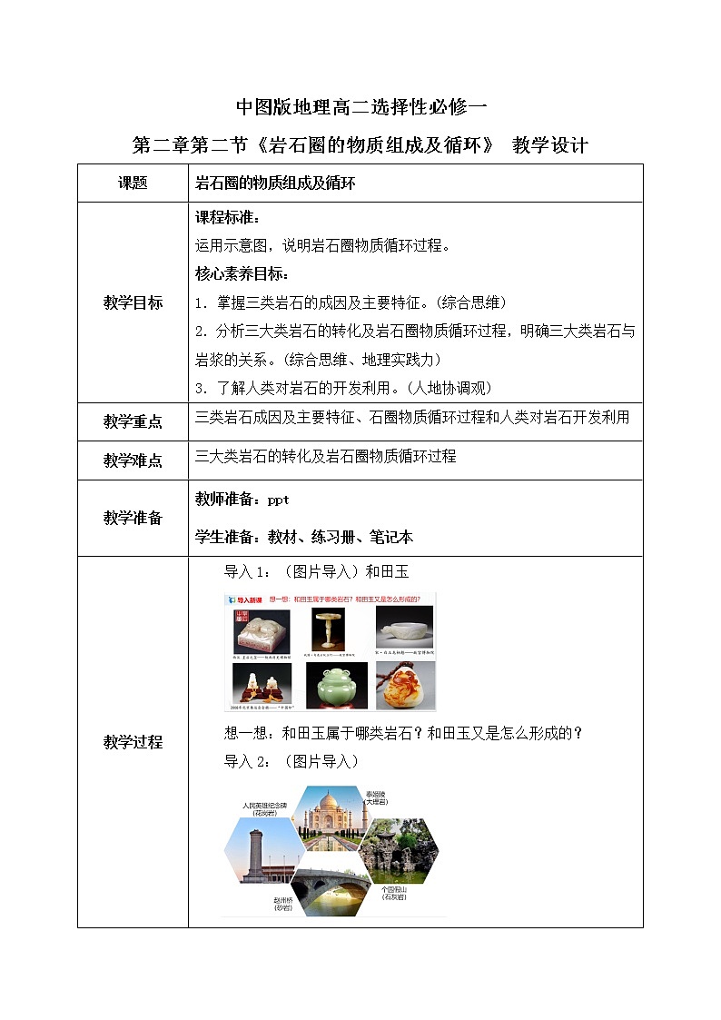 2.2《岩石圈的物质组成及循环》教学设计第1页