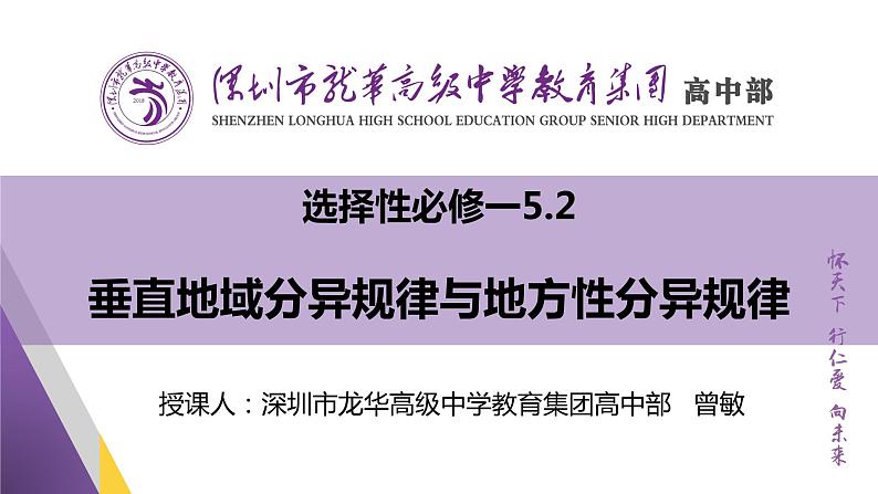 高中地理 选择性必修一 垂直地域分异规律&地方性分异规律 微课PPT 课件01