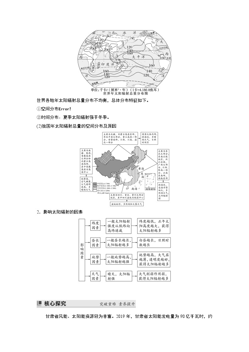 2022-2023学年湘教版2019高中地理必修1 第一章　第二节　太阳对地球的影响（学案+课时对点练 word版含解析）02