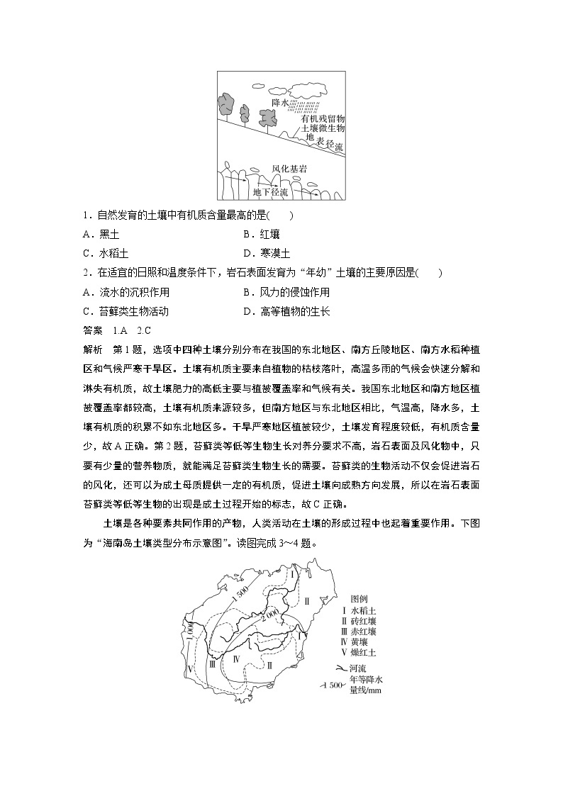 2022-2023学年湘教版2019高中地理必修1 第五章　第二节　土壤的形成（学案+课时对点练 word版含解析）03