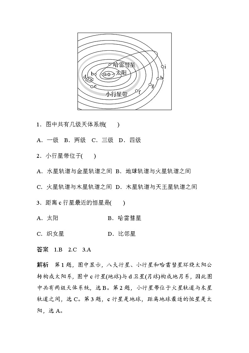 2022-2023学年湘教版2019高中地理必修1 第一章　第一节　微专题1　太阳系模式图的判读（学案+针对练 word版含解析）02