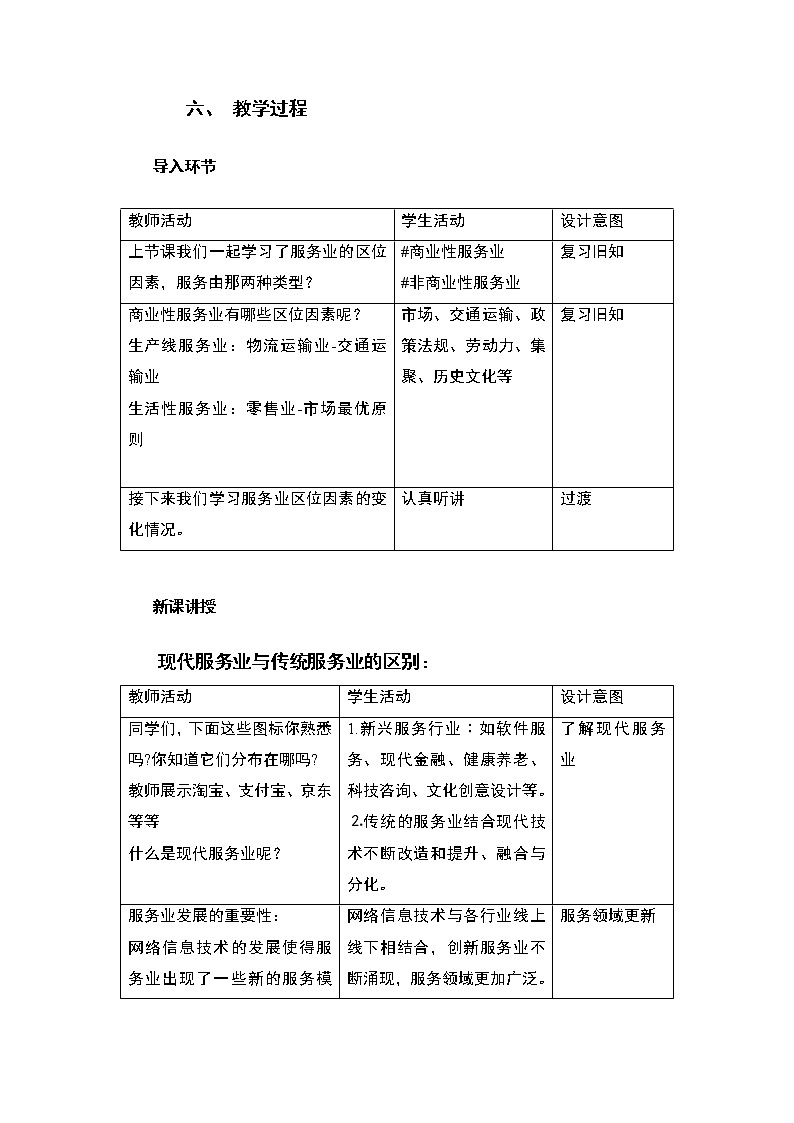 3.3.2 服务业区位因素及其变化教案--人教版（2019）各种地理必修二第2页