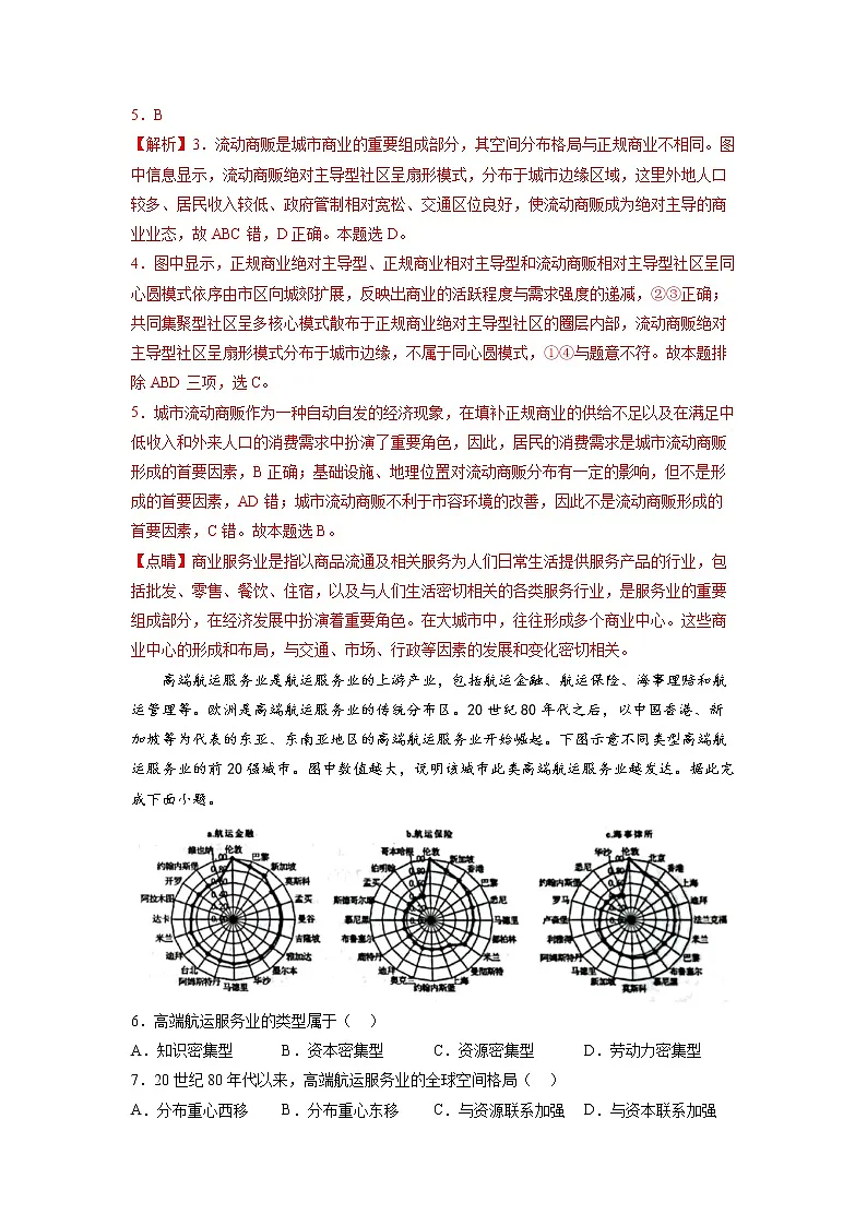 2023年高考地理一轮复习选择题训练： 服务业（解析版）第3页