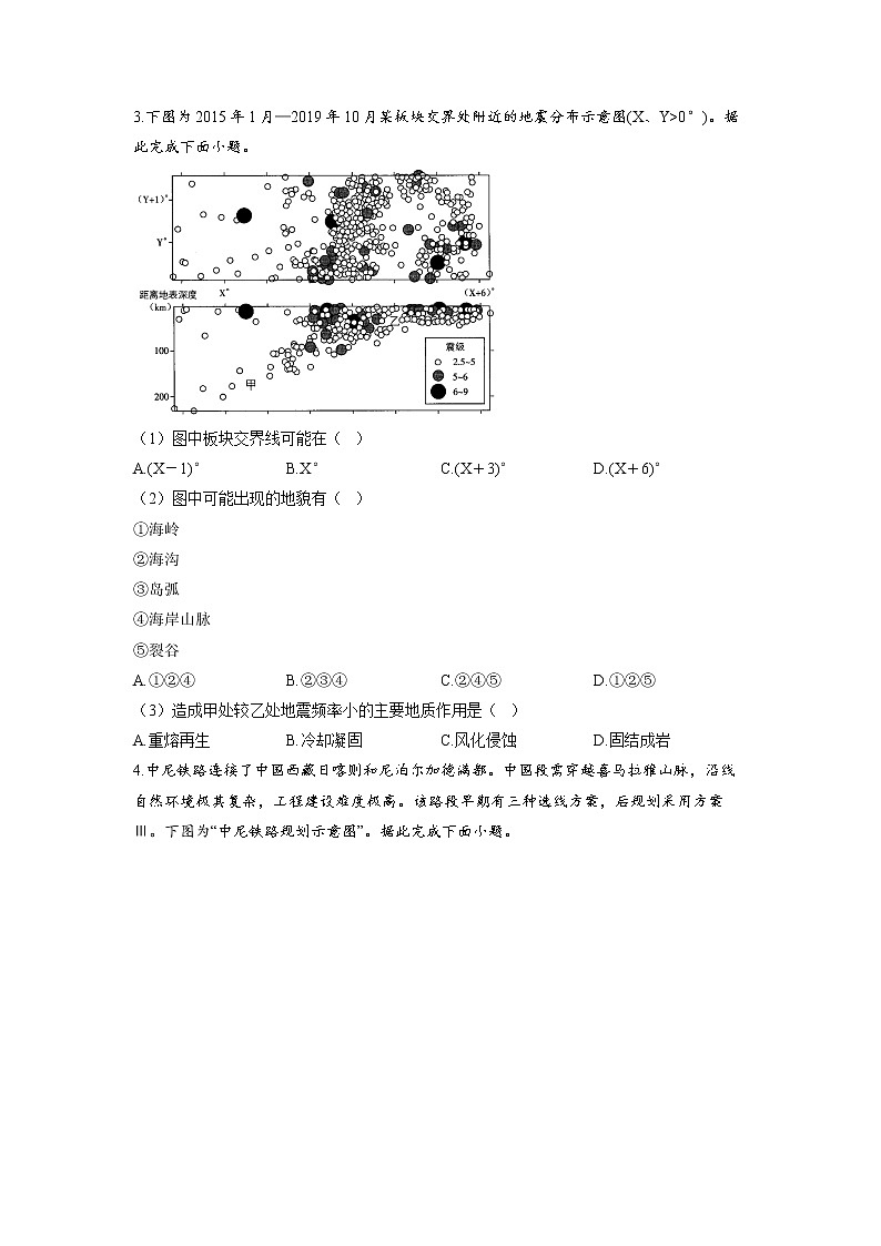 专题六 地表形态的塑造 第2讲 构造地貌和河流地貌（通关训练A卷）--高考地理一轮复习讲学一站通关第2页