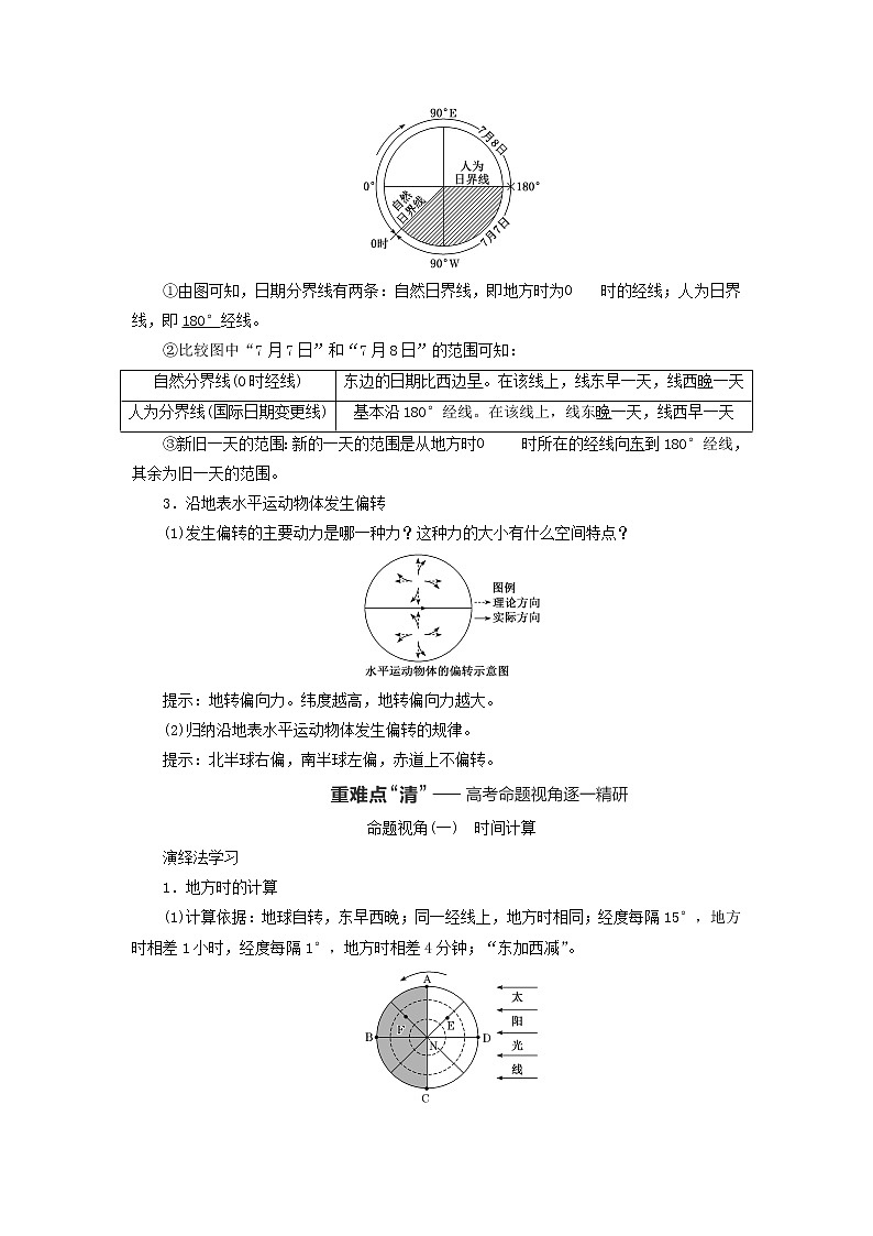新课标2023版高考地理一轮总复习第二章宇宙中的地球第三节地球自转及其地理意义教师用书第3页