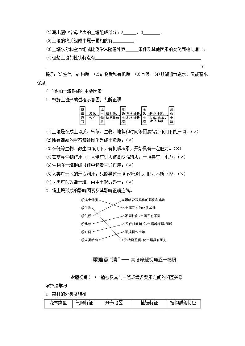 新课标2023版高考地理一轮总复习第七章植被土壤与自然环境的整体性和差异性第一节植被和土壤教师用书第2页