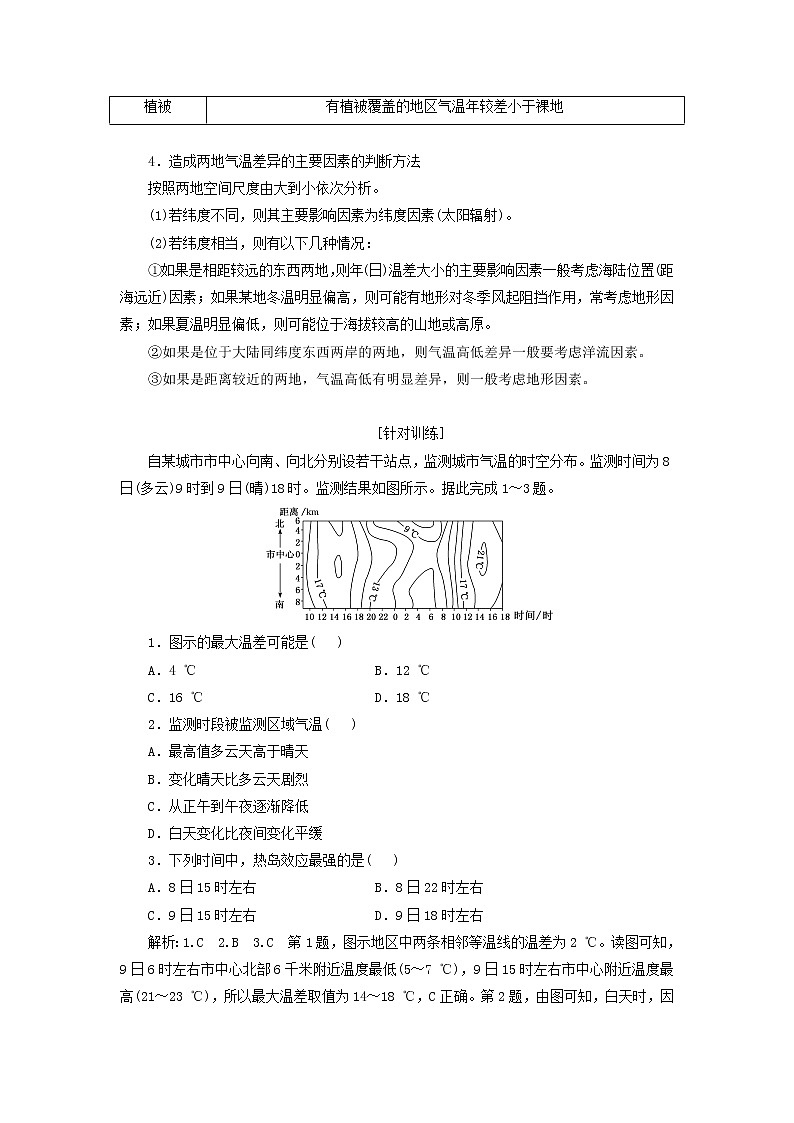新课标2023版高考地理一轮总复习第四章大气的运动第四节以“气温”为微专题融会贯通知识综合思维教师用书第3页